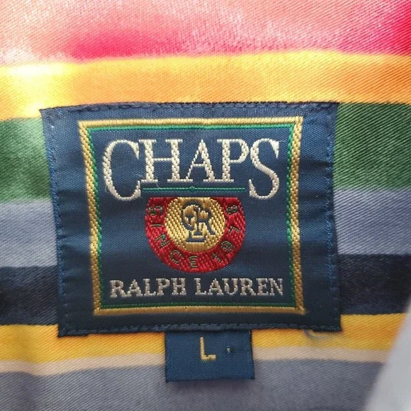 Vintage 90s Chaps Ralph Lauren (Mens Large) Striped Button Front Collared Shirt‎ - Picture 2 of 4